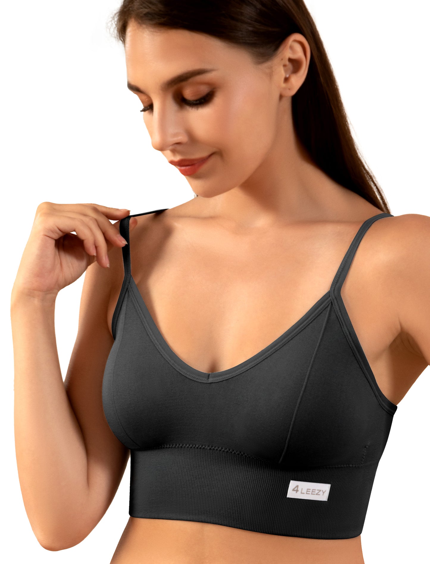 4Leezy Sports Bras for Women- Wireless Soft Workout Tops Padded Seamless Fitness Bralettes Comfort Cami Tank S-XXL