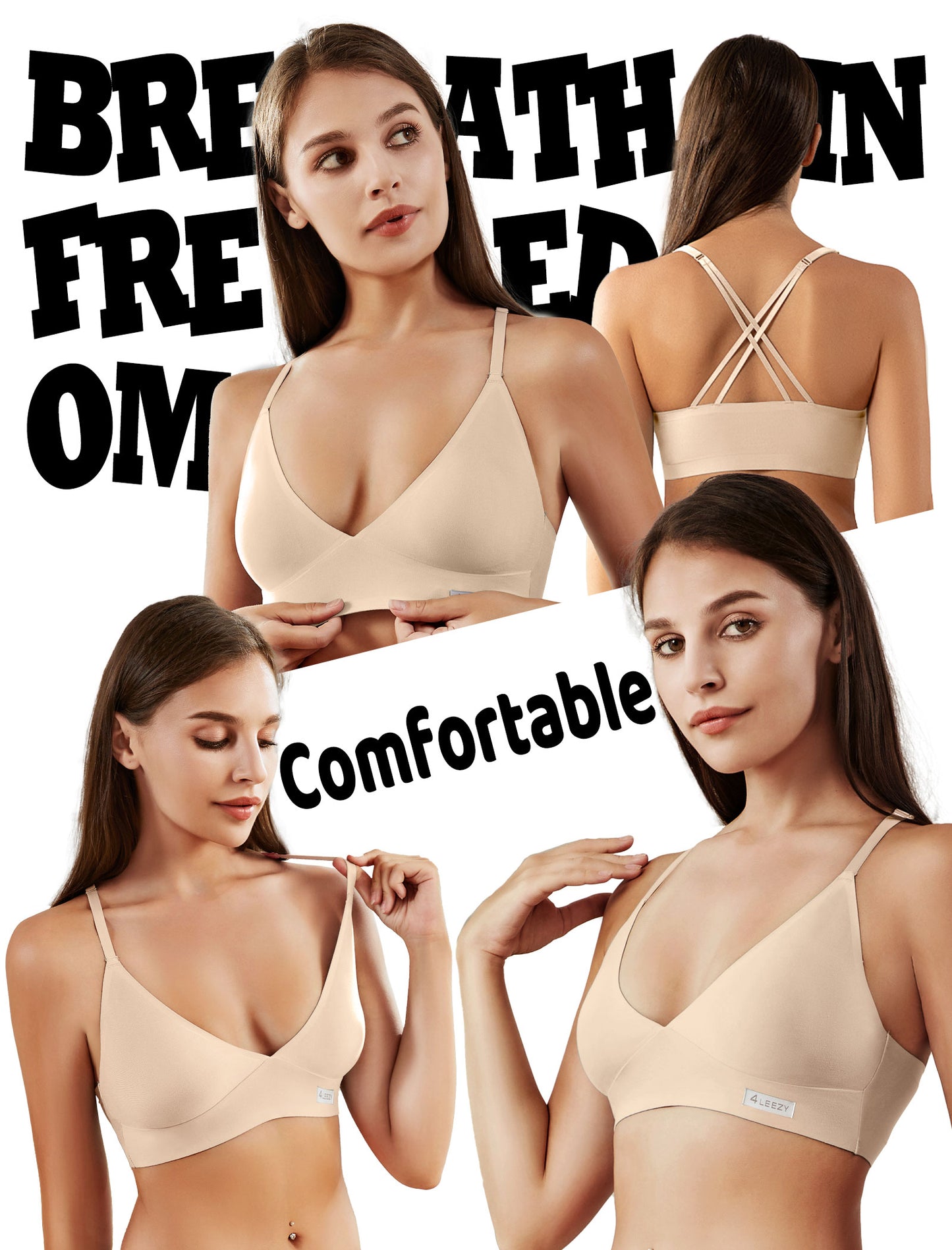 Women's Wireless Bras - Seamless Sports Bra Bralettes Comfort Padded Workout Tops Crossback Cami Crop S-XXL