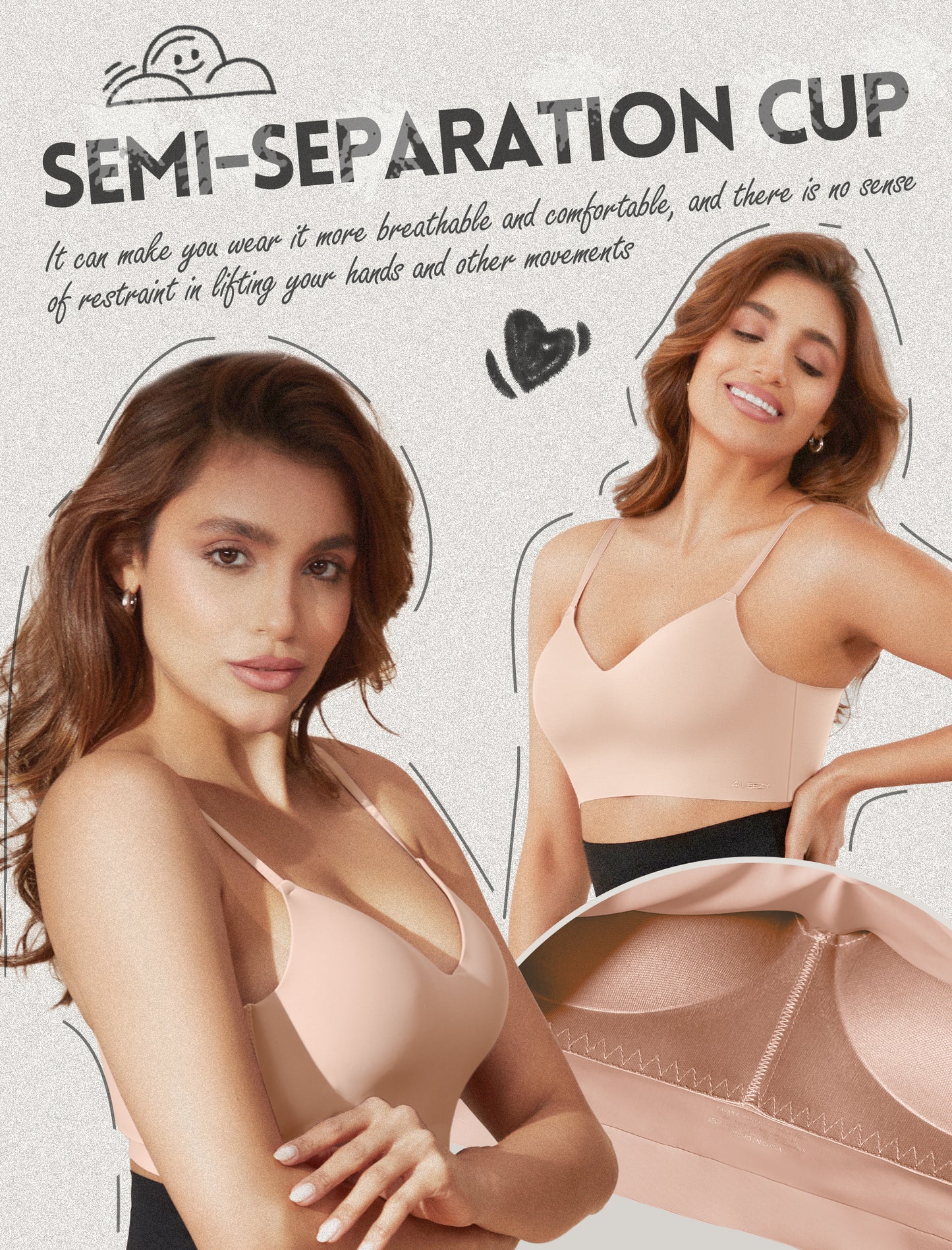 Women's Seamless Push Up Bra Longline Wireless Padded Bralettes with Support Lift Plunge T-Shirt/Tank Top Bras