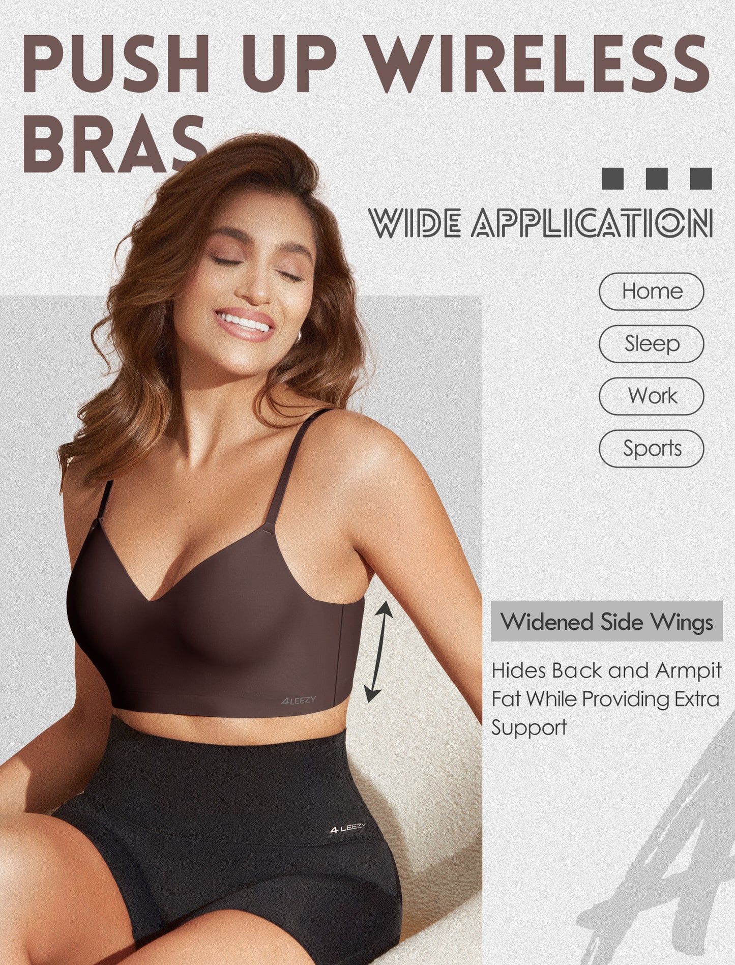 Women's Seamless Push Up Bra Longline Wireless Padded Bralettes with Support Lift Plunge T-Shirt/Tank Top Bras