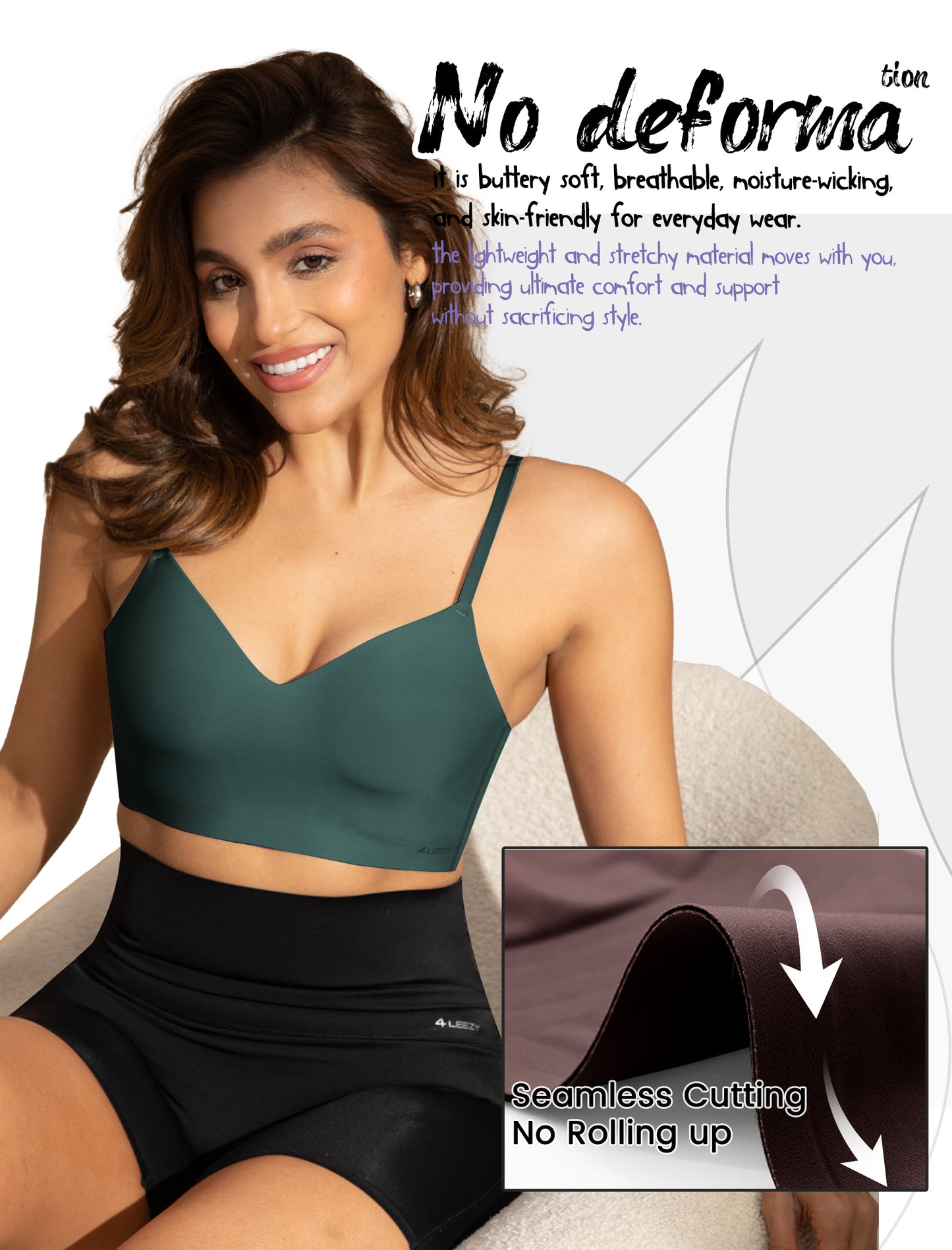 Women's Seamless Push Up Bra Longline Wireless Padded Bralettes with Support Lift Plunge T-Shirt/Tank Top Bras