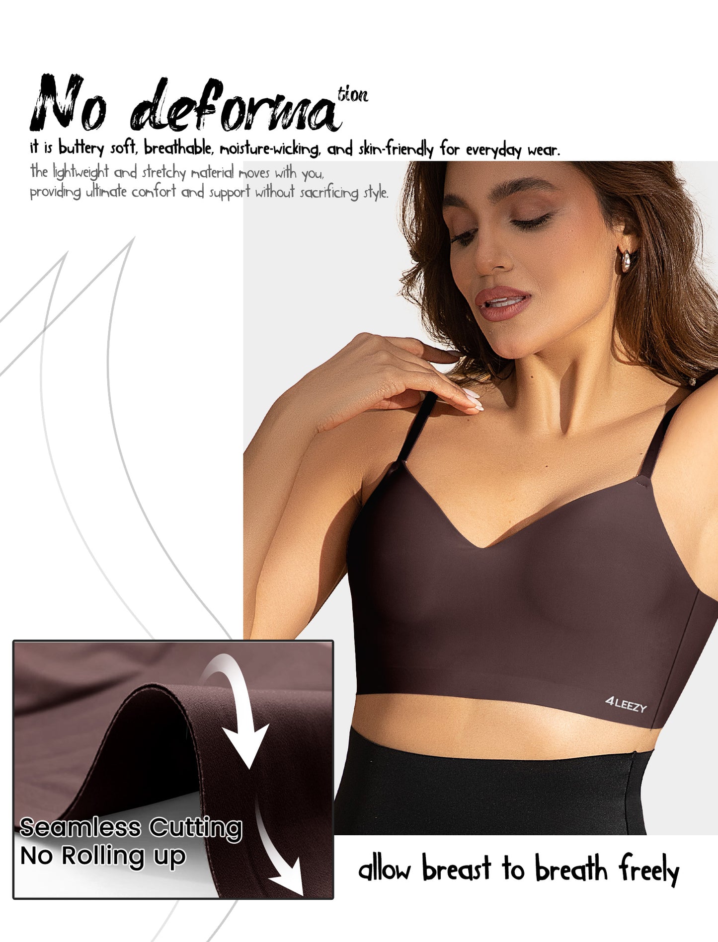 Women's Seamless Push Up Bra Longline Wireless Padded Bralettes with Support Lift Plunge T-Shirt/Tank Top Bras