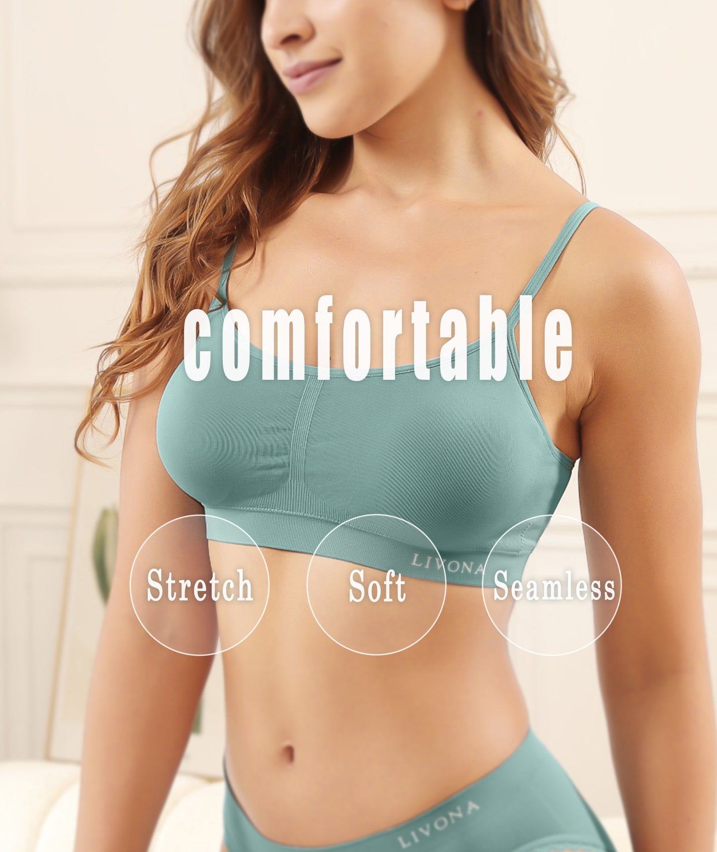 Livona Bra for Women-Sports Bra, Wireless Bra, Seamless Everyday Bra, Sleep Bra, Padded Lounge Bralette, Crop Cami Tank S-XXL…