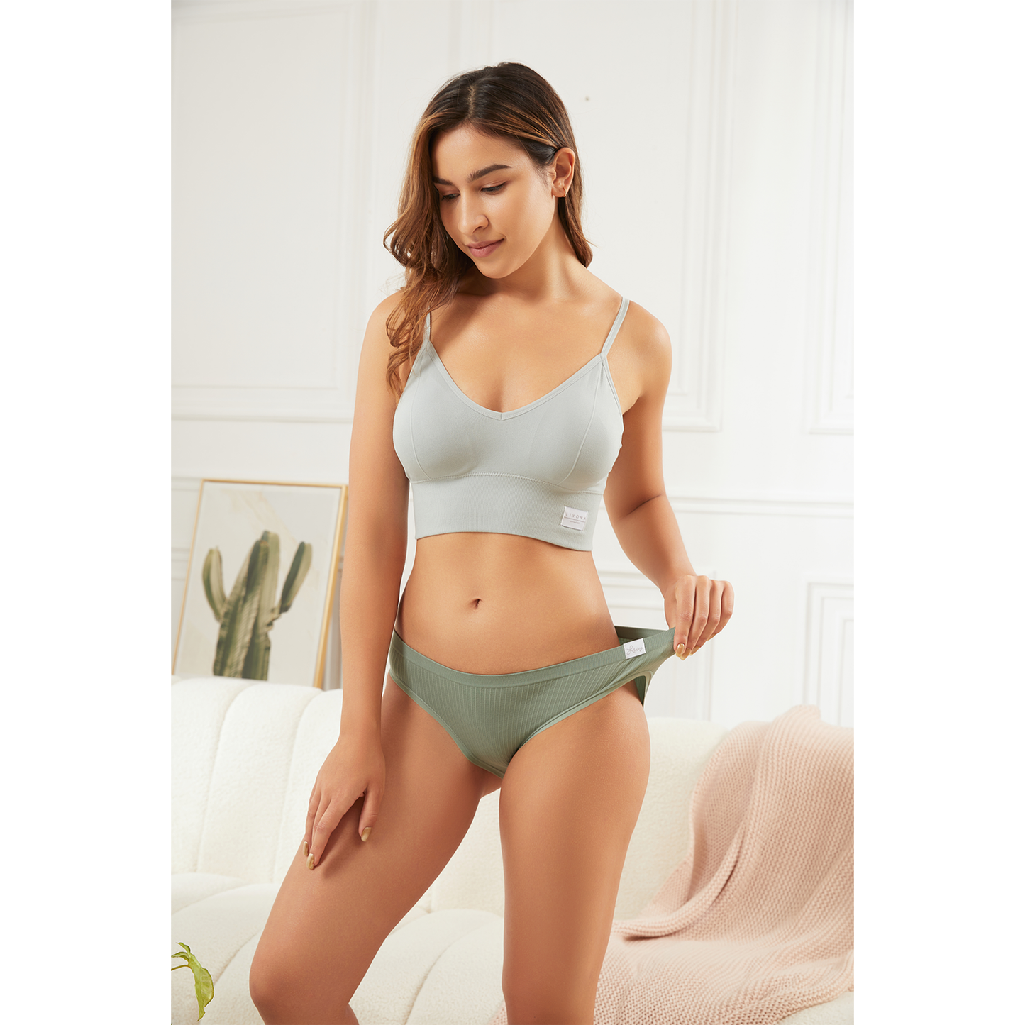 Livona Bikini Underwear for Women- Seamless Underwear, Ribbed High Cut Panties, No Show Brief Soft Microfiber Hipster S-XXL