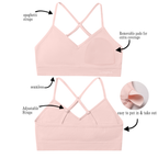 Livona Racerback Training Bra for Girls- 6 Pack Seamless Sports Bra, Padded Everyday Bra Bralette,Crop Cami Tank Top (6-14)