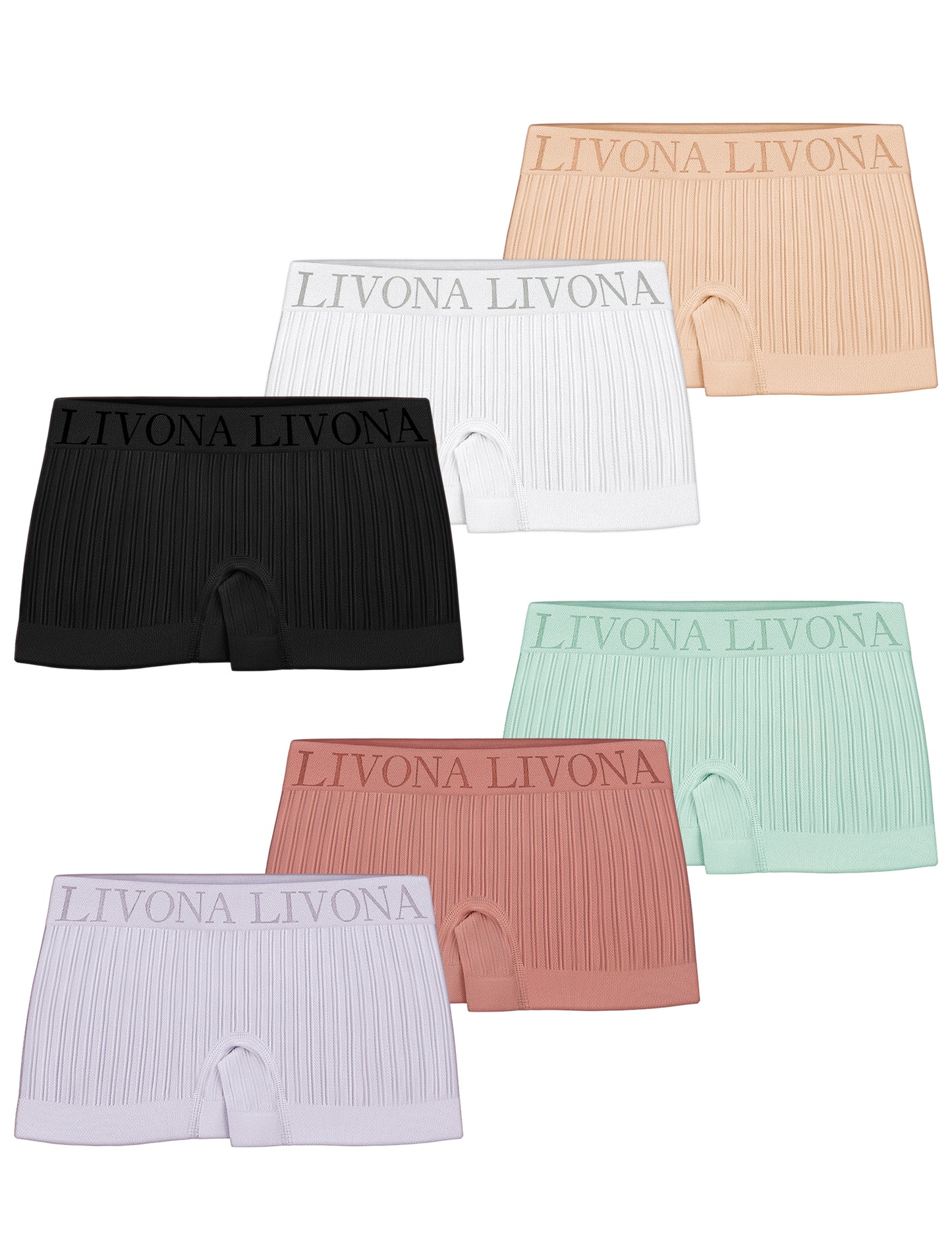 Livona 6-Pack Girls' Seamless Boyshort Underwear,Moisture-Wicking Kids Panties,No-Ride Design
