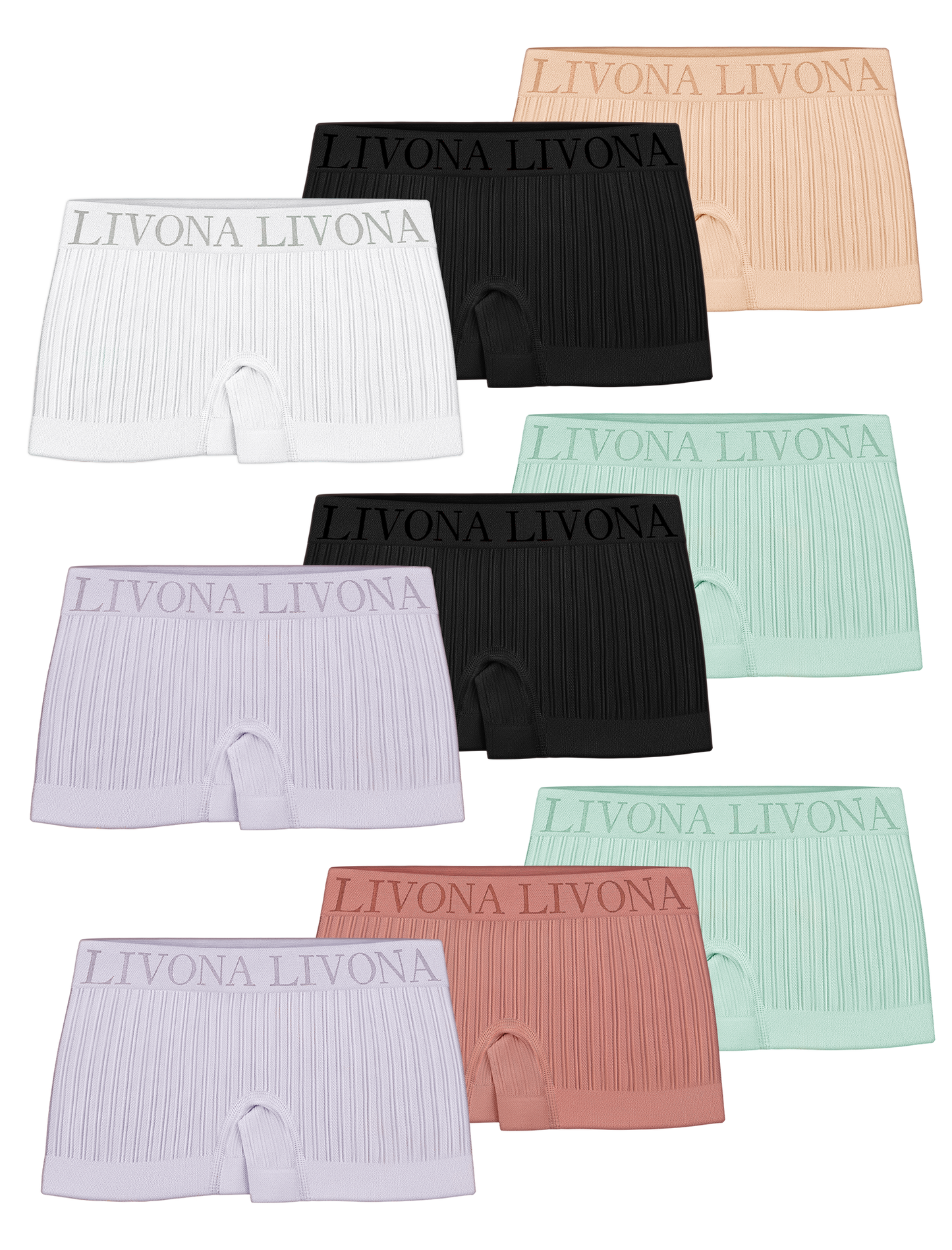 Livona 9-Pack Girls' Seamless Boyshort Underwear,Moisture-Wicking Kids Panties,No-Ride Design