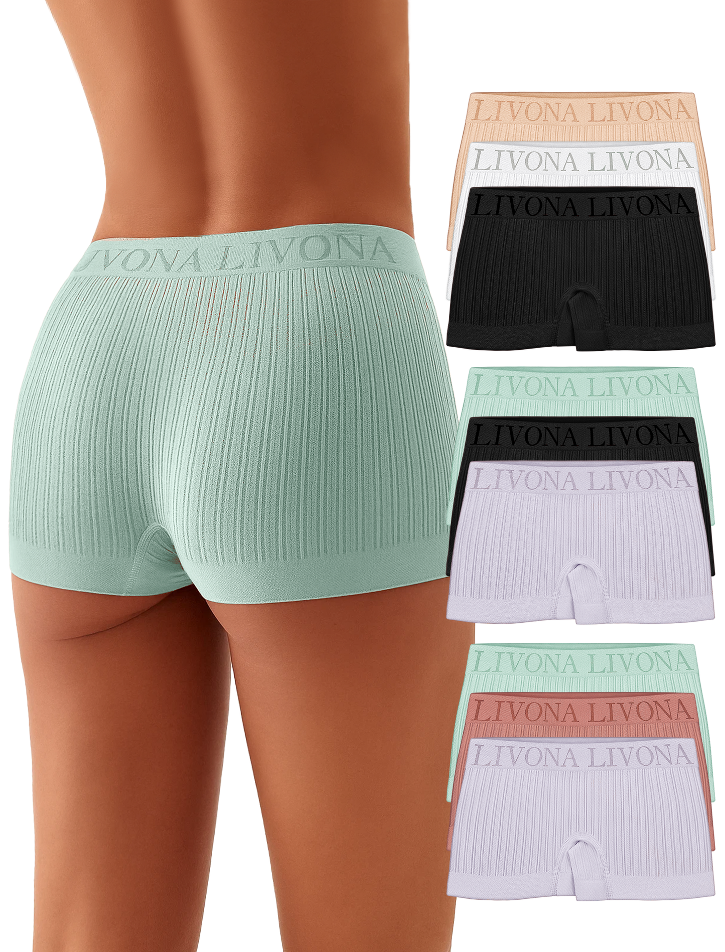 Livona 9-Pack Girls' Seamless Boyshort Underwear,Moisture-Wicking Kids Panties,No-Ride Design