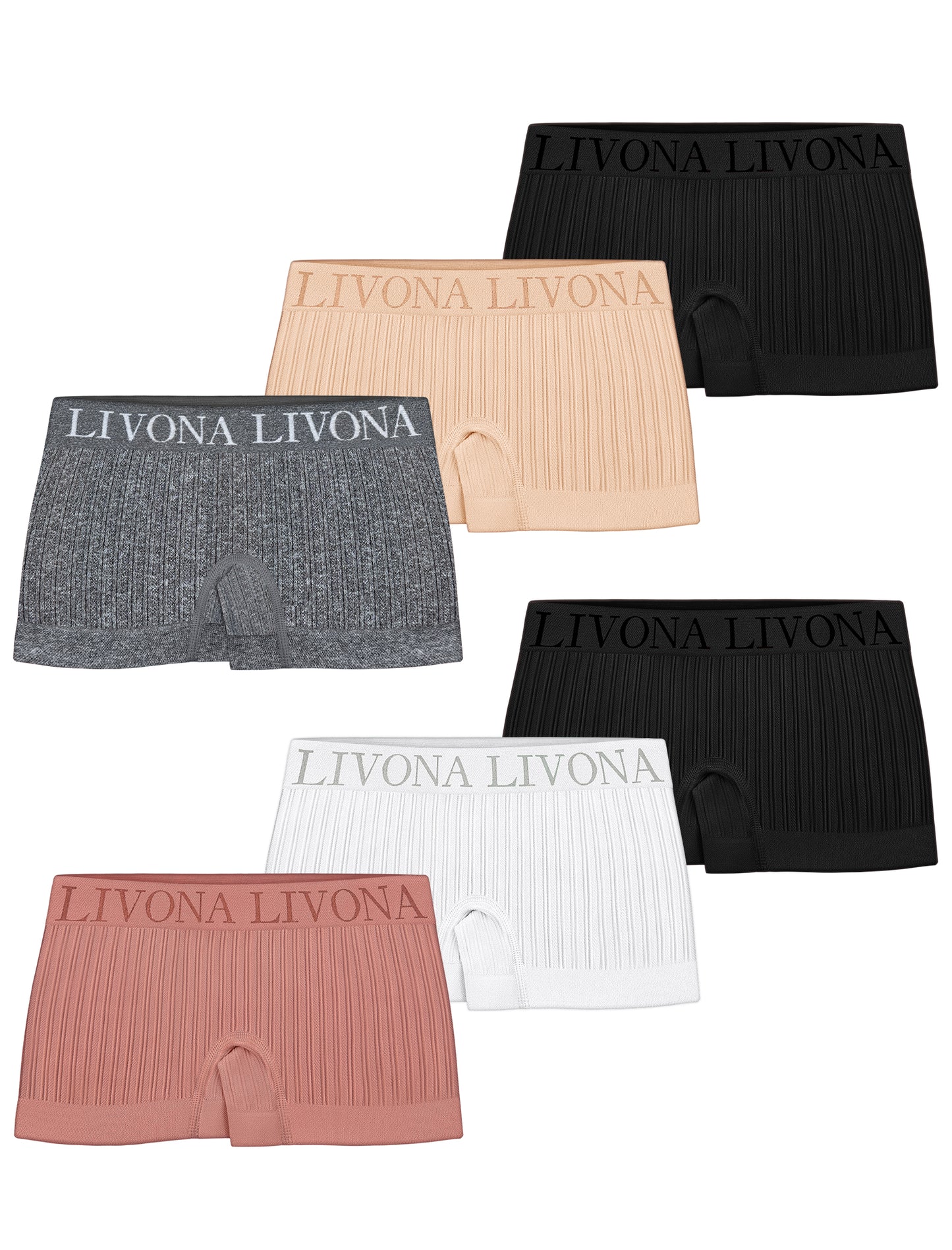 Livona 6-Pack Girls' Seamless Boyshort Underwear,Moisture-Wicking Kids Panties,No-Ride Design