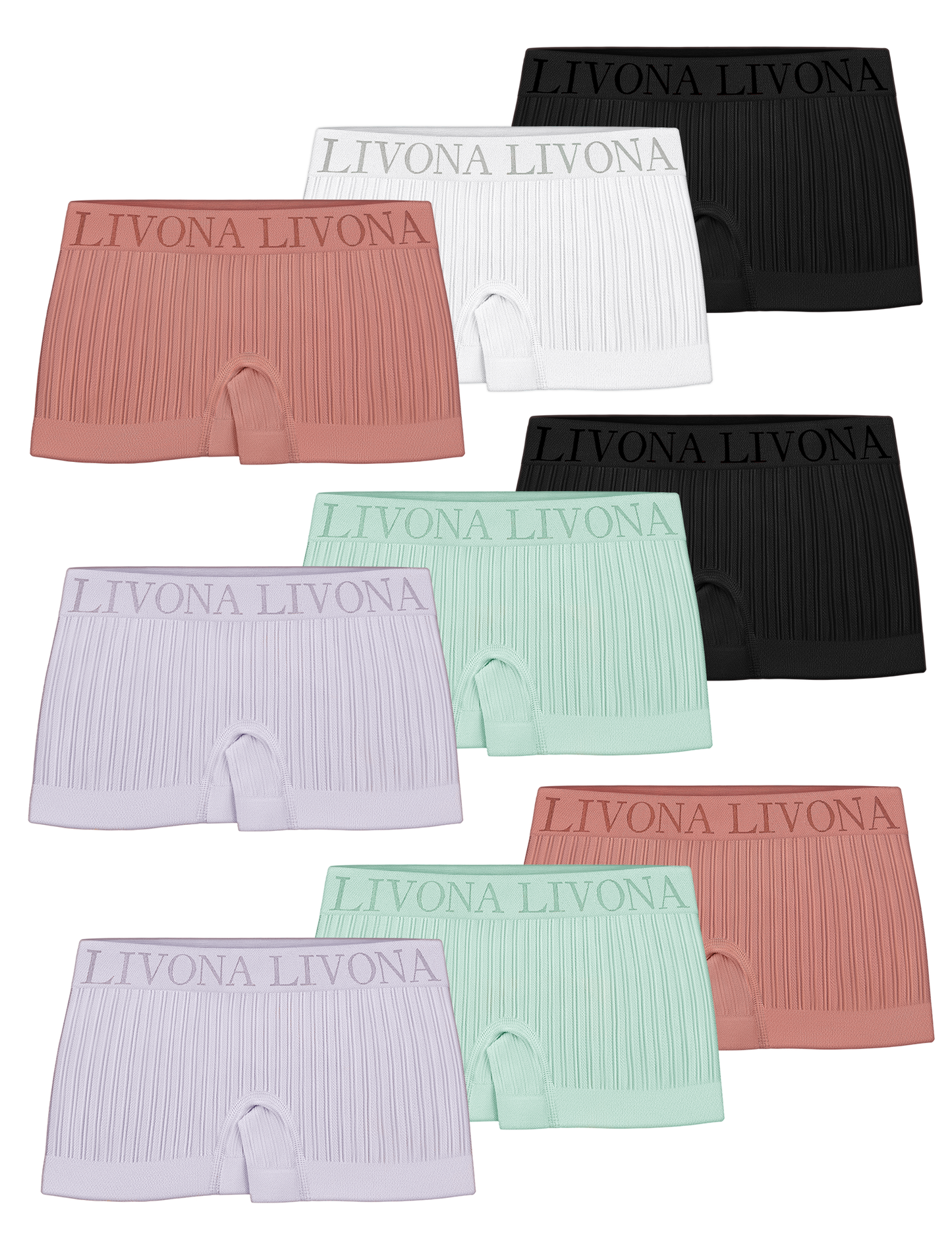 Livona 9-Pack Girls' Seamless Boyshort Underwear,Moisture-Wicking Kids Panties,No-Ride Design