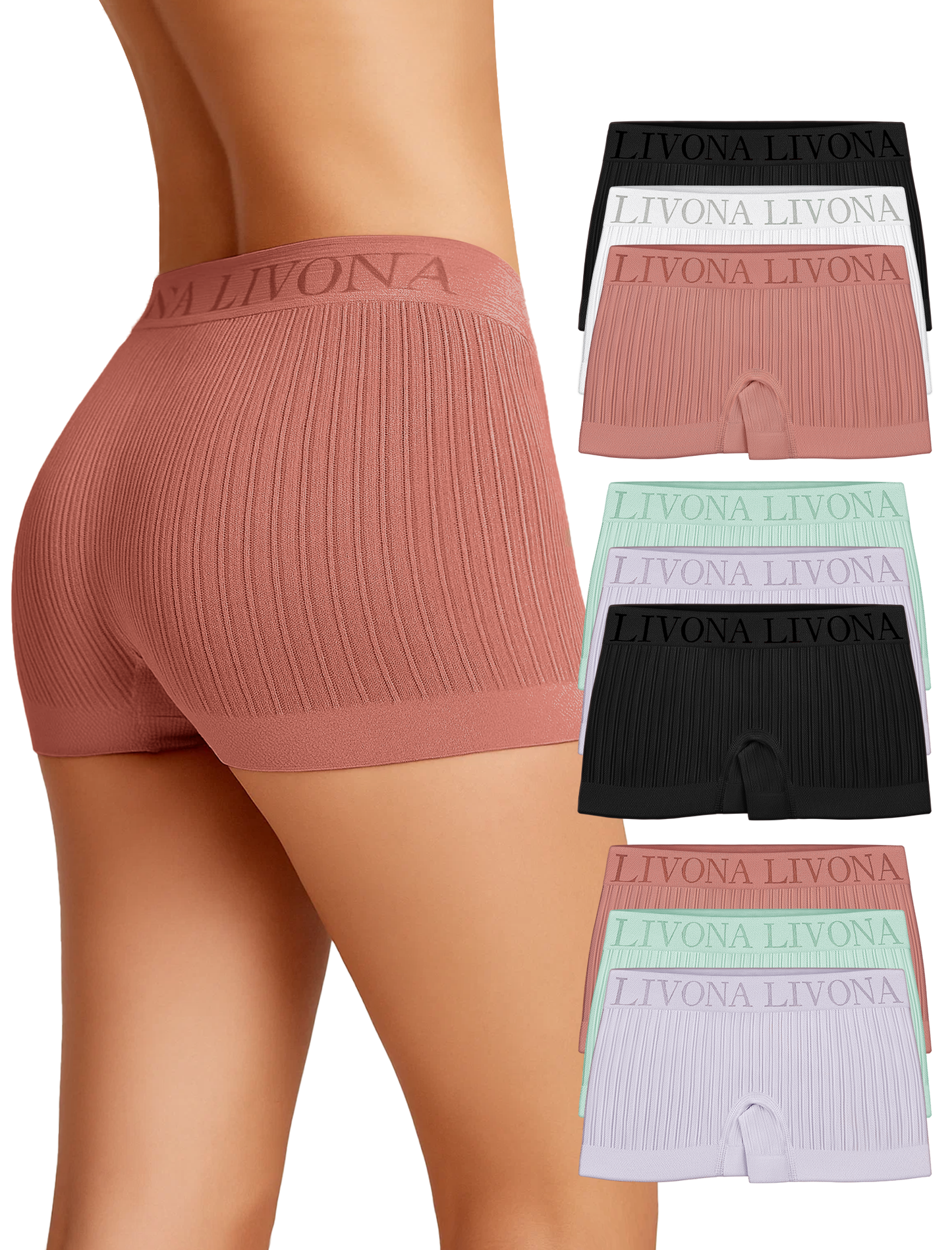 Livona 9-Pack Girls' Seamless Boyshort Underwear,Moisture-Wicking Kids Panties,No-Ride Design