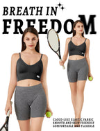 4Leezy 2 Pack Sports Bras for Women- Wireless Soft Workout Tops, Padded Seamless Fitness Bralettes, Adjustable Comfort Crop Cami Tank S-XXL