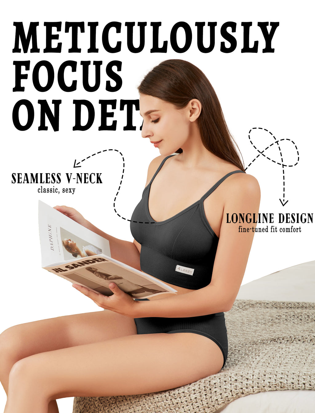 4Leezy 2 Pack Sports Bras for Women- Wireless Soft Workout Tops, Padded Seamless Fitness Bralettes, Adjustable Comfort Crop Cami Tank S-XXL