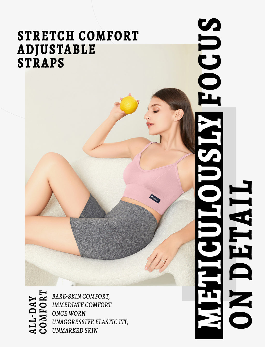 4Leezy 2 Pack Sports Bras for Women- Wireless Soft Workout Tops, Padded Seamless Fitness Bralettes, Adjustable Comfort Crop Cami Tank S-XXL