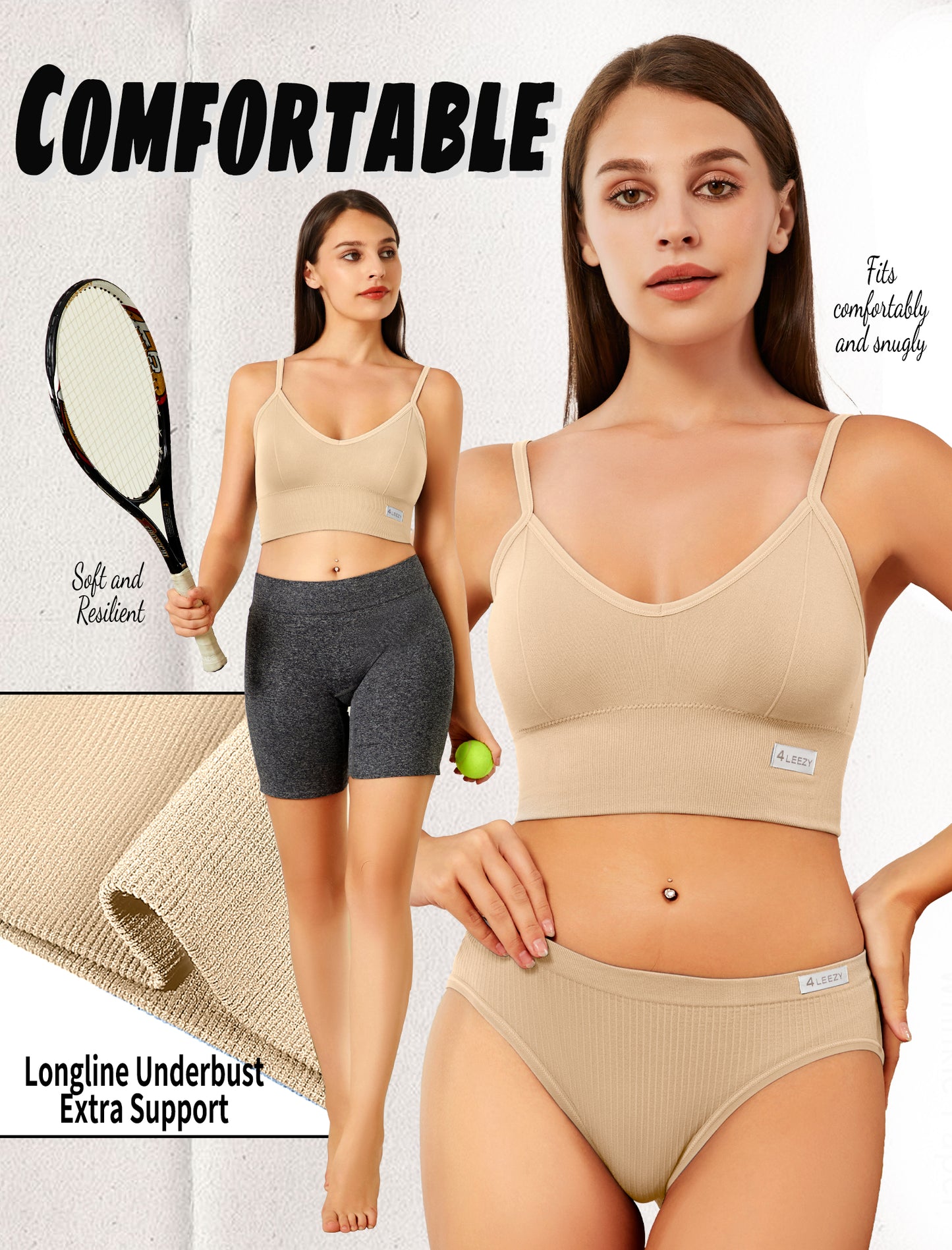 Livona Sports Bras for Women- Wireless Soft Workout Tops Padded Seamless Fitness Bralettes Comfort Cami Tank S-XXL