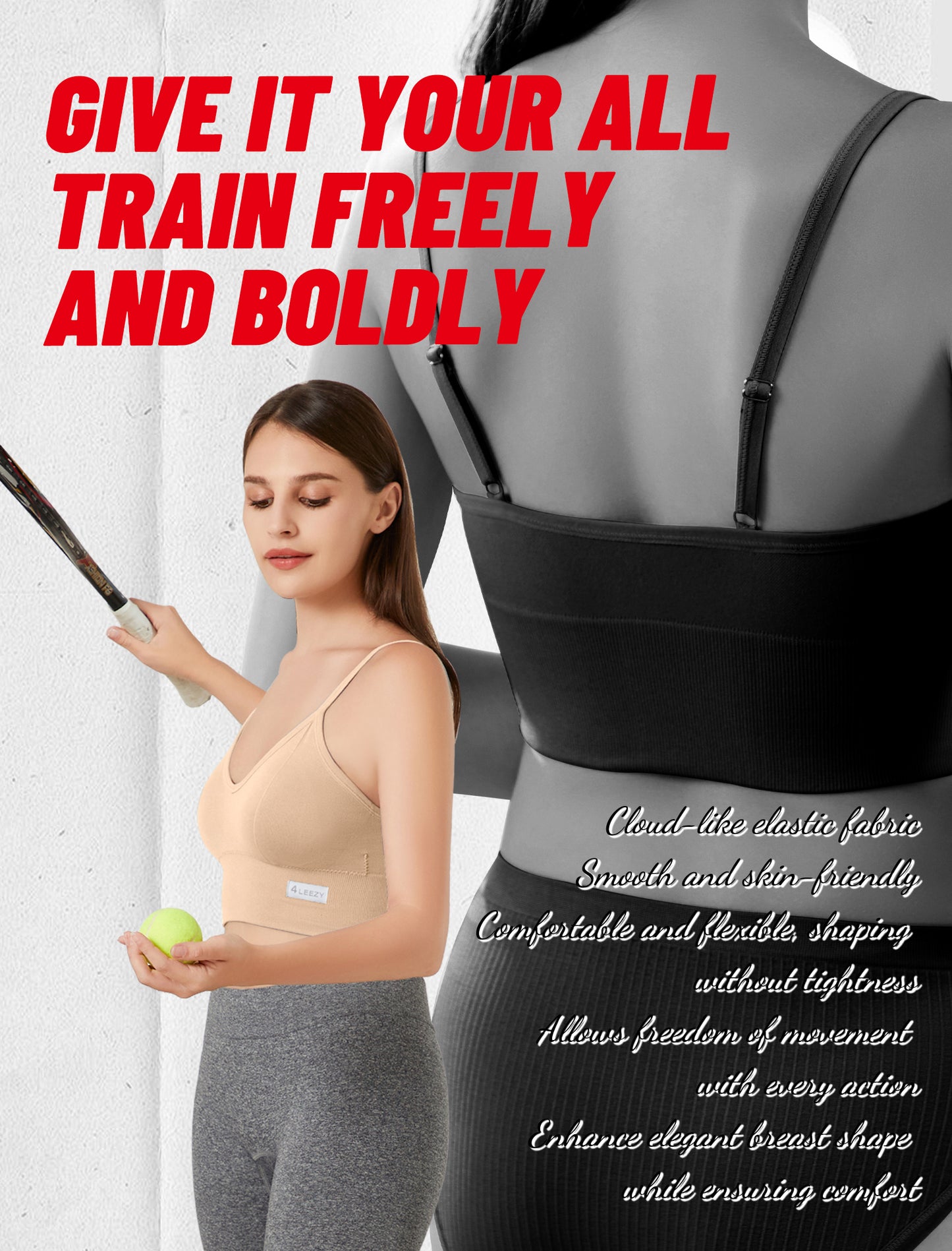 Livona Sports Bras for Women- Wireless Soft Workout Tops Padded Seamless Fitness Bralettes Comfort Cami Tank S-XXL