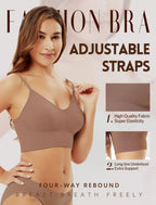 LIVONA 3 Pack Women's Seamless Sports Bra V-Neck Wirefree with Removable Pads Everyday Soft Invisible Lounge Cami Bralette S-XXL