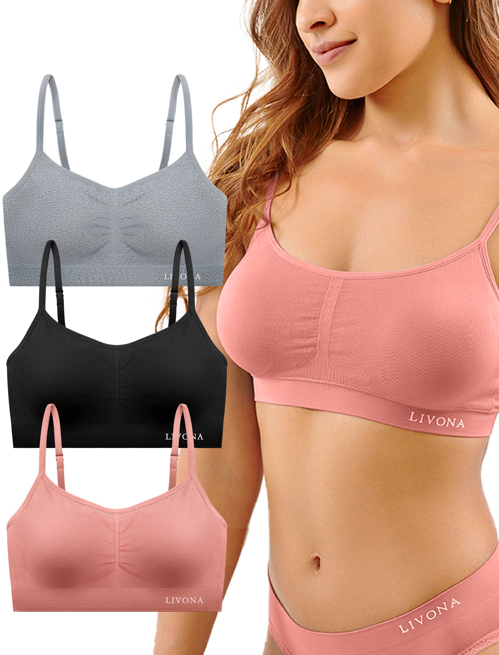 Livona Bra for Women-Sports Bra, Wireless Bra, Seamless Everyday Bra, Sleep Bra, Padded Lounge Bralette, Crop Cami Tank S-XXL…