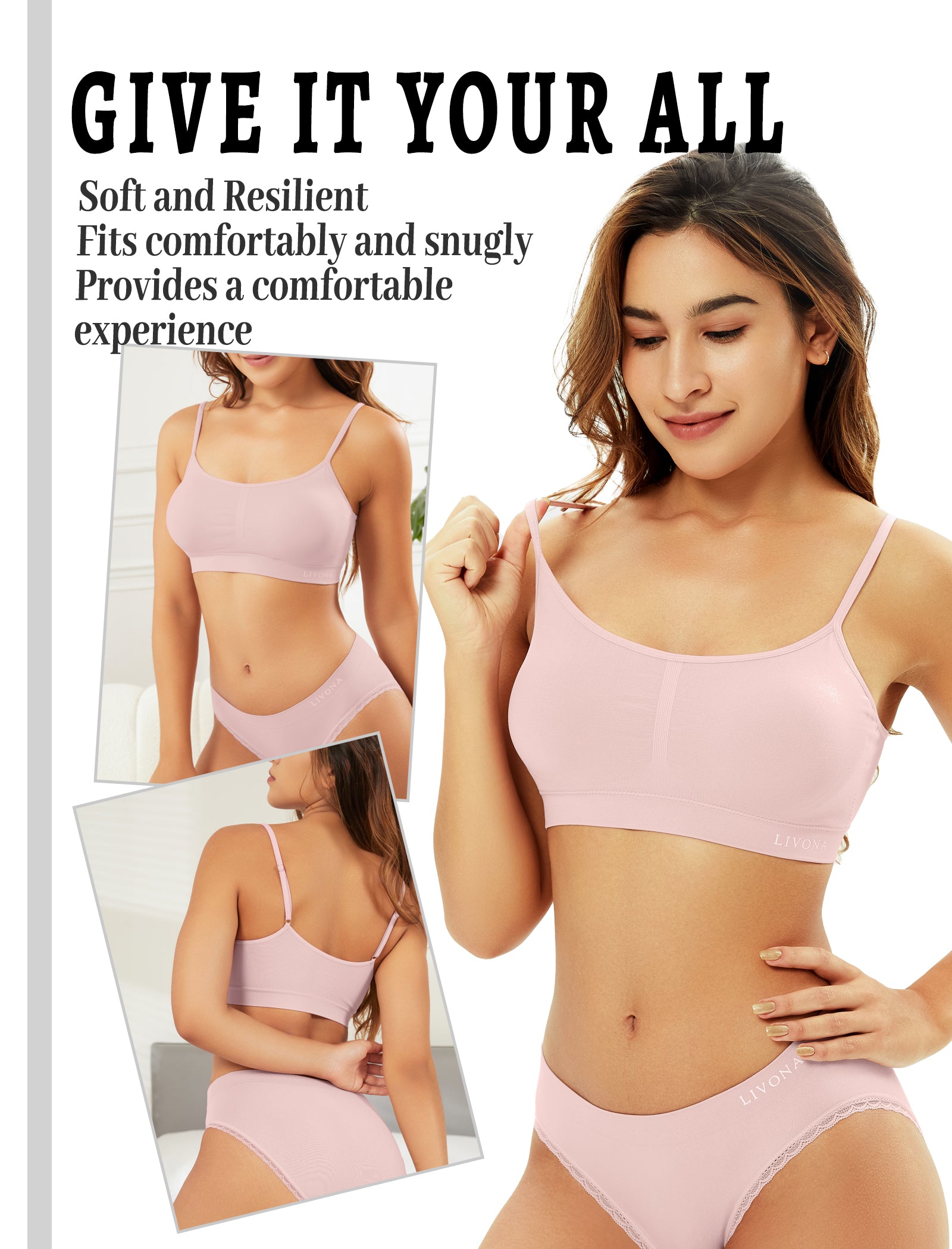 Livona Bra for Women-Sports Bra, Wireless Bra, Seamless Everyday Bra, Sleep Bra, Padded Lounge Bralette, Crop Cami Tank S-XXL…
