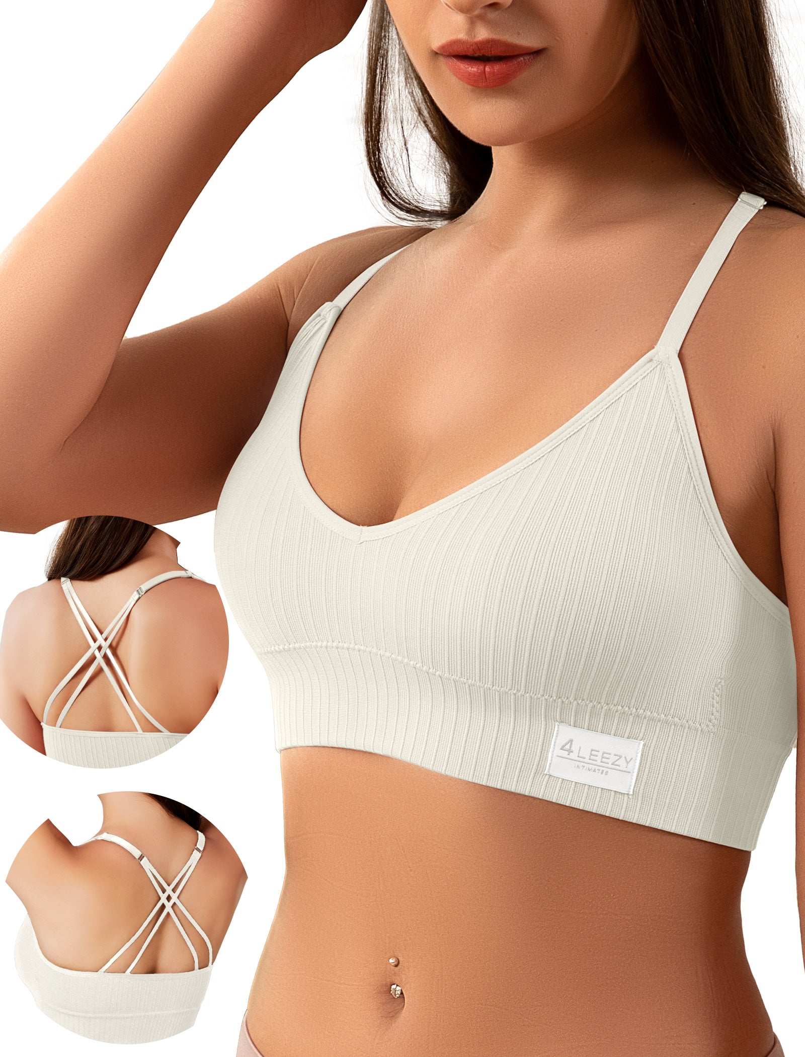 4Leezy 1 Pack Sports Bra for Women- Seamless Wireless Soft Bralette with Comfortable Padded and Nice Racerback Workout Tops Cami Crop Tank S-XXL