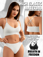 4Leezy Sports Bras for Women - 3 Pack Ribbed Wireless Soft Workout Tops Padded Bralettes Racerback Comfort Cami Crop S-XXL