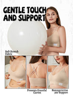 4Leezy Sports Bras for Women - 3 Pack Ribbed Wireless Soft Workout Tops Padded Bralettes Racerback Comfort Cami Crop S-XXL