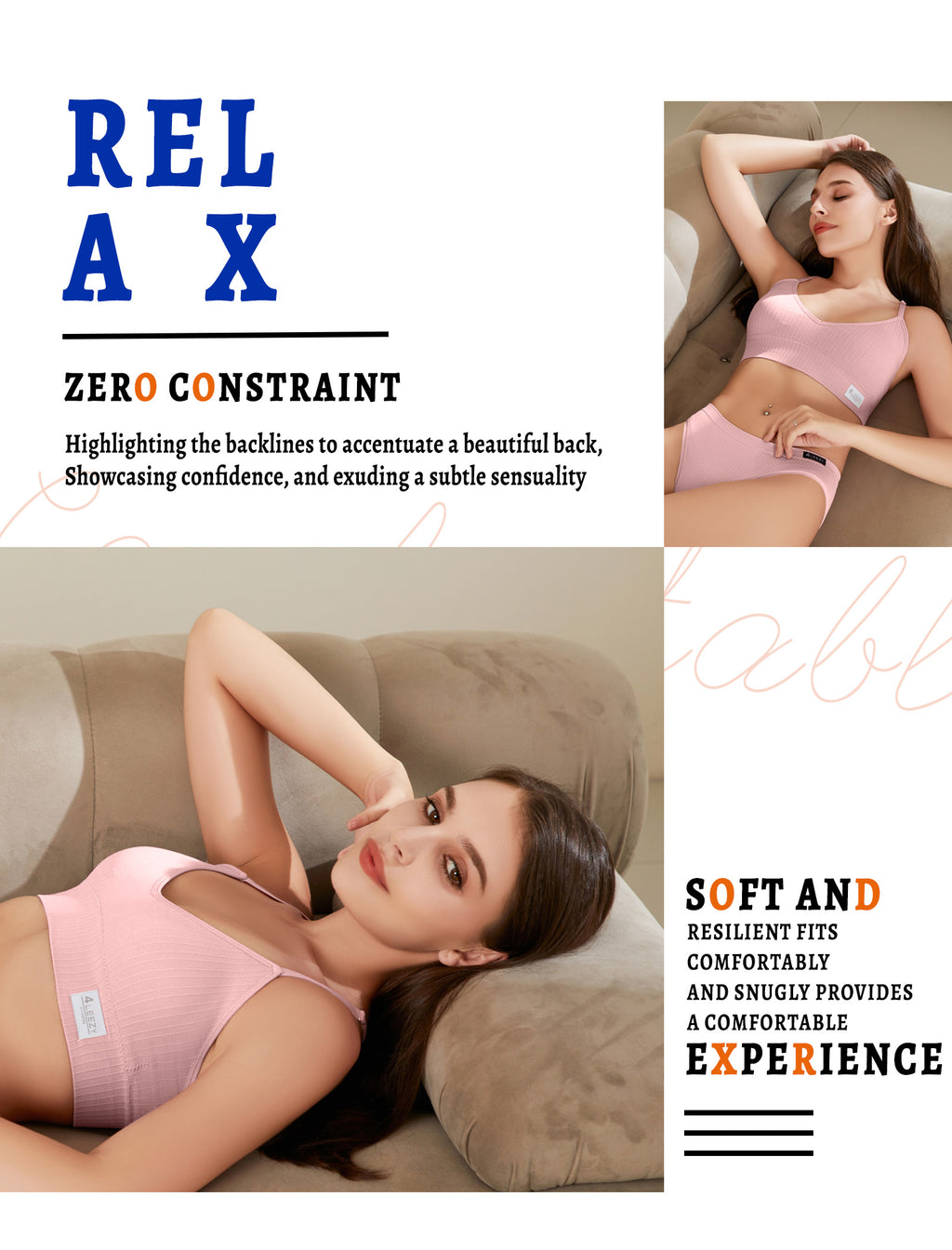 4Leezy Sports Bras for Women - 3 Pack Ribbed Wireless Soft Workout Tops Padded Bralettes Racerback Comfort Cami Crop S-XXL