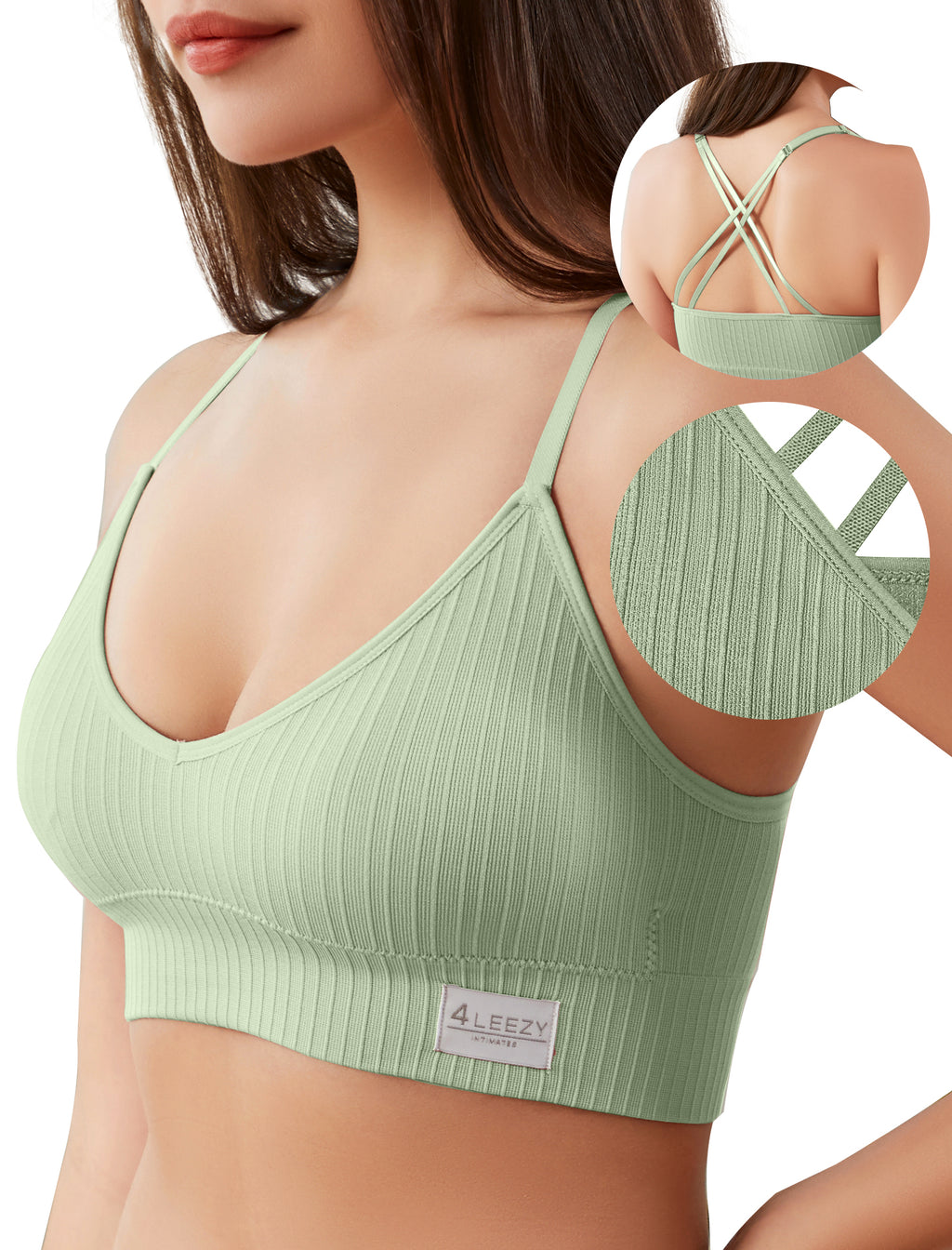 4Leezy 1 Pack Sports Bra for Women- Seamless Wireless Soft Bralette with Comfortable Padded and Nice Racerback Workout Tops Cami Crop Tank S-XXL