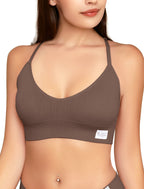 4Leezy 1 Pack Sports Bra for Women- Seamless Wireless Soft Bralette with Comfortable Padded and Nice Racerback Workout Tops Cami Crop Tank S-XXL