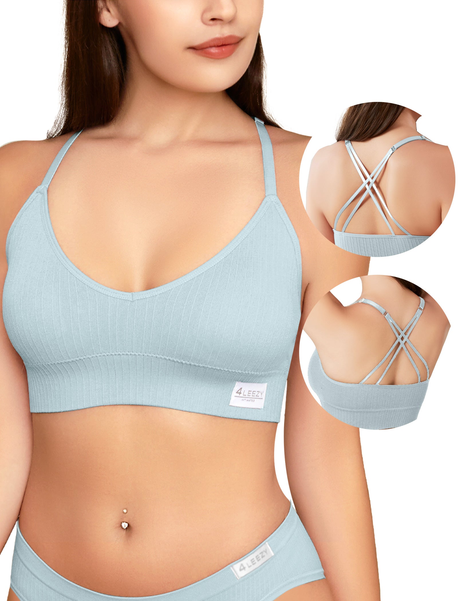 4Leezy 1 Pack Sports Bra for Women- Seamless Wireless Soft Bralette with Comfortable Padded and Nice Racerback Workout Tops Cami Crop Tank S-XXL