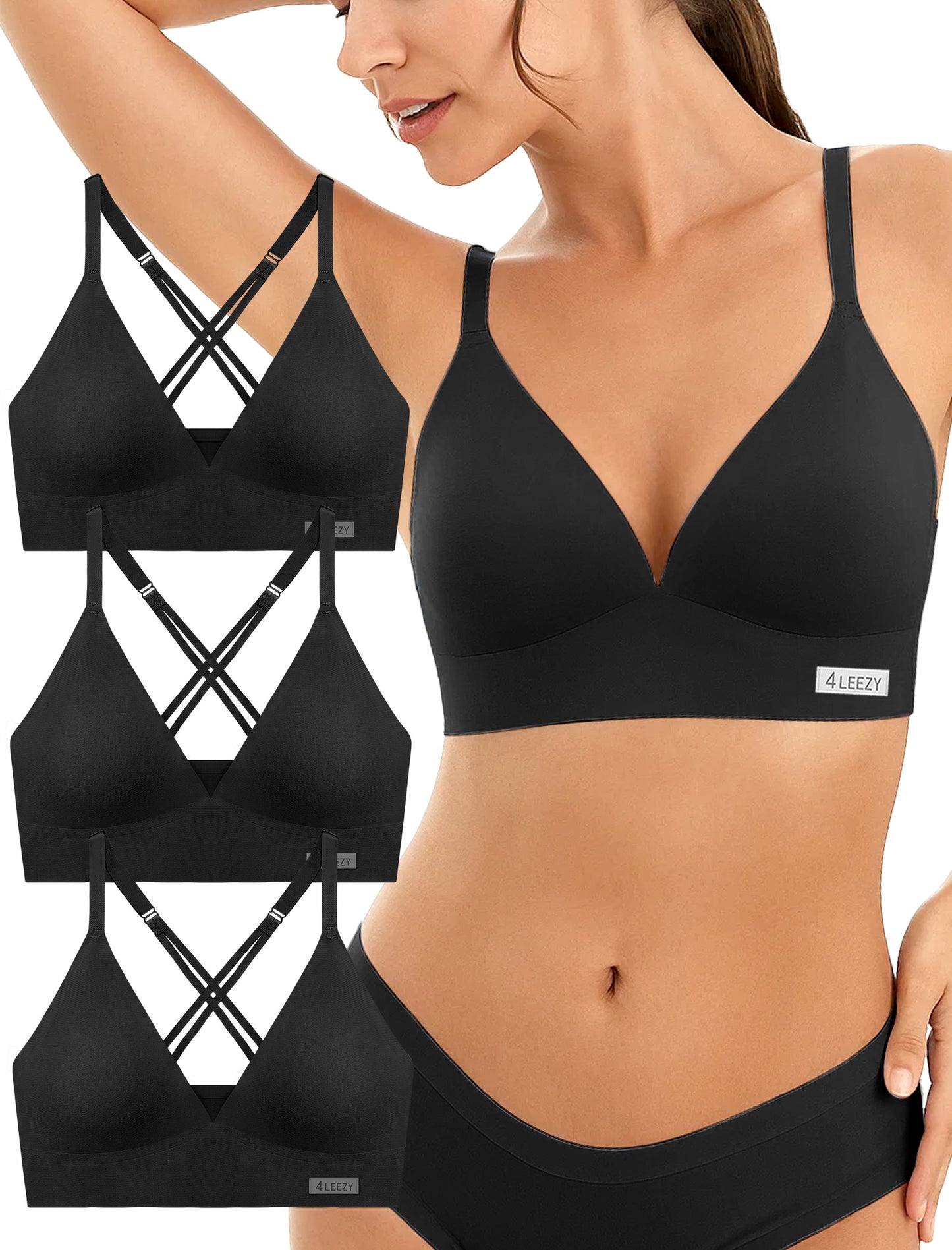 Women's Wireless Bras - Seamless Sports Bra Bralettes Comfort Padded Workout Tops Crossback Cami Crop S-XXL