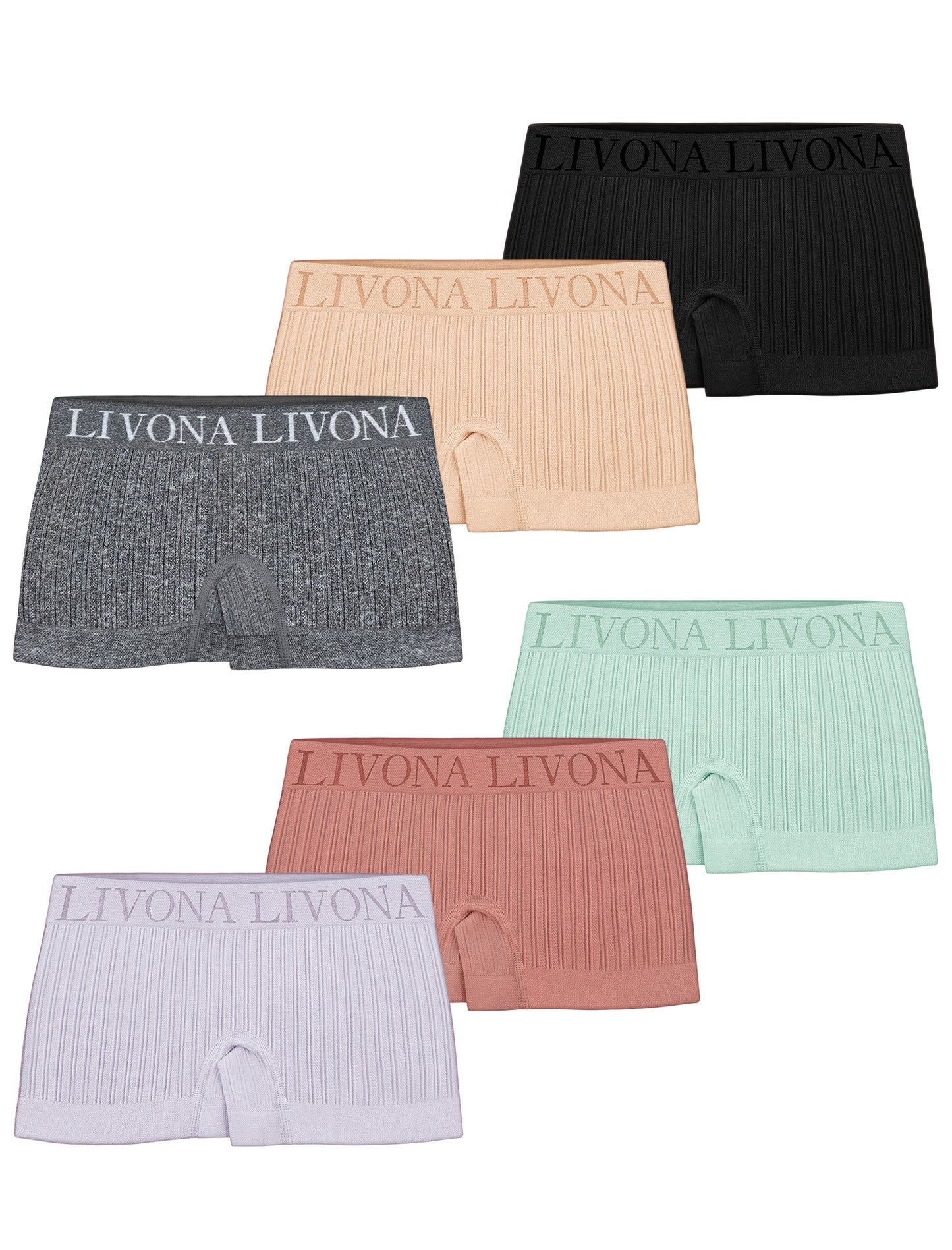 Livona 6-Pack Girls' Seamless Boyshort Underwear,Moisture-Wicking Kids Panties,No-Ride Design