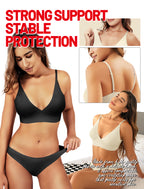 4Leezy Wireless Bras for Women - 2 Pack Sports Bra Bralettes with Support No Underwire Seamless Workout Tops Cami Crop Tank S-XXL