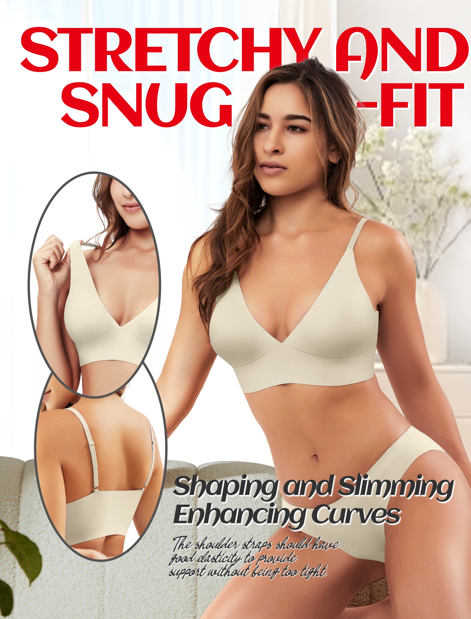 4Leezy Wireless Bras for Women - 2 Pack Sports Bra Bralettes with Support No Underwire Seamless Workout Tops Cami Crop Tank S-XXL