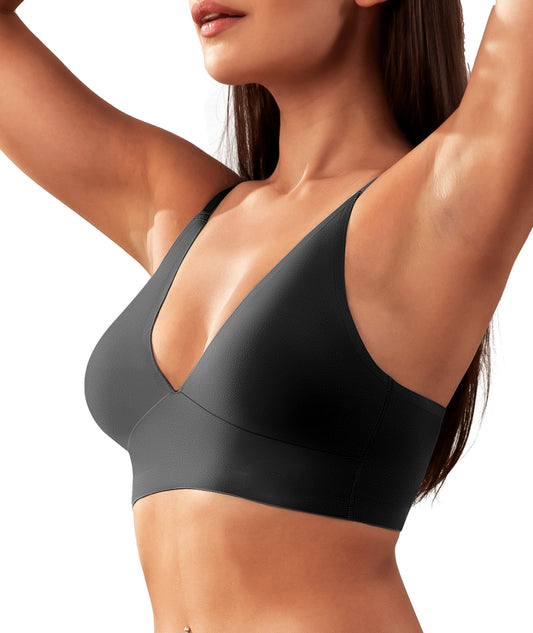 Livona Wireless Bra for Women - Sports V-neck Comfortable Padded Bralette with Support Workout Tops Cami Crop Tank Tops S-XXL