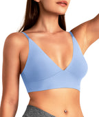 Livona Wireless Bra for Women - Sports V-neck Comfortable Padded Bralette with Support Workout Tops Cami Crop Tank Tops S-XXL