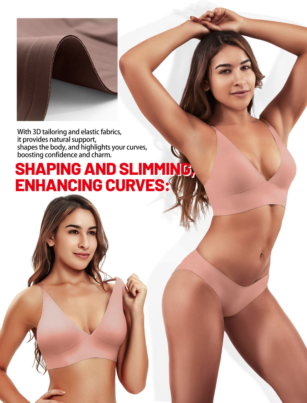 Livona Wireless Bra for Women - Sports V-neck Comfortable Padded Bralette with Support Workout Tops Cami Crop Tank Tops S-XXL