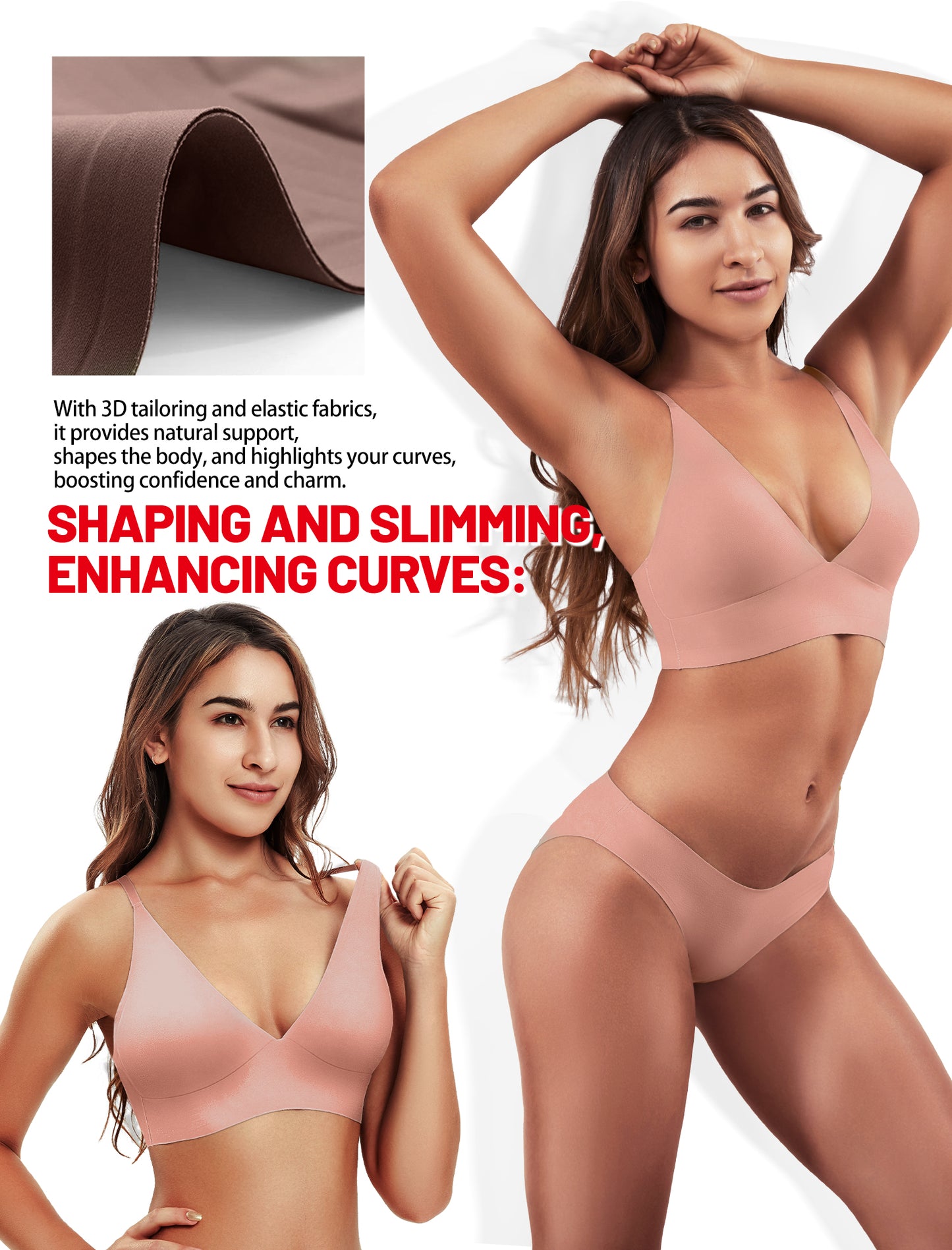 Livona Wireless Bra for Women - Sports V-neck Comfortable Padded Bralette with Support Workout Tops Cami Crop Tank Tops S-XXL