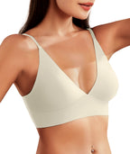 Livona Wireless Bra for Women - Sports V-neck Comfortable Padded Bralette with Support Workout Tops Cami Crop Tank Tops S-XXL
