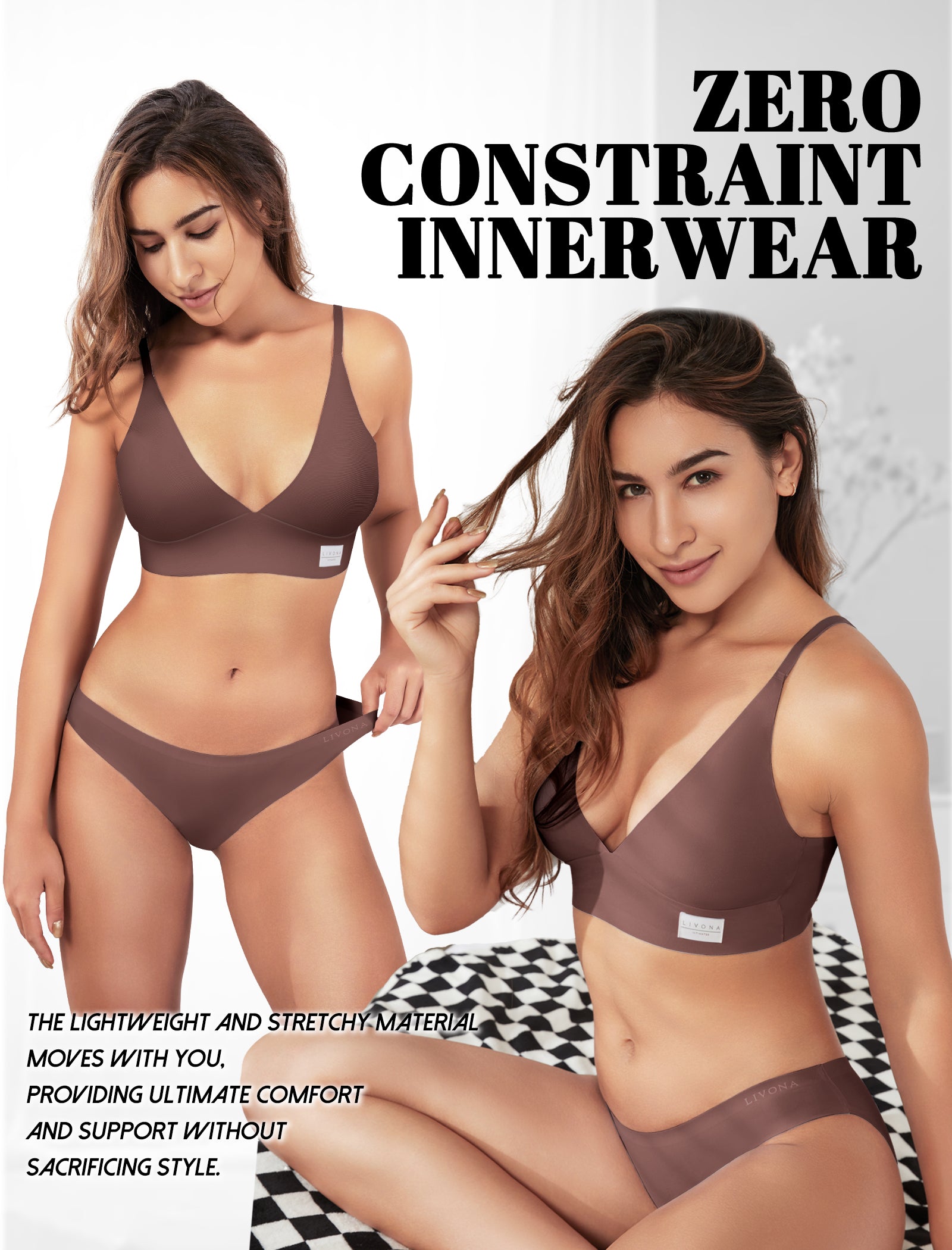 Livona 3 Pack Women's Seamless Sports Bra Vneck Wirefree with Removable Pads Everyday Soft Invisible Lounge Cami Bralette S-XXL