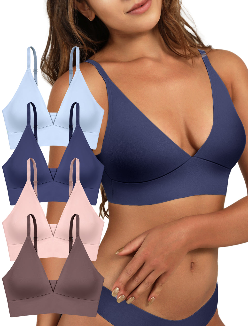 4Leezy Wireless Bras for Women - 4 Pack Padded Sports Bra Bralettes with Support No Underwire Seamless Workout Tops Cami Crop Tank Tops S-XXL