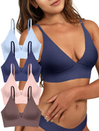4Leezy Wireless Bras for Women - 4 Pack Padded Sports Bra Bralettes with Support No Underwire Seamless Workout Tops Cami Crop Tank Tops S-XXL