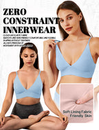 4Leezy Wireless Bras for Women - 4 Pack Padded Sports Bra Bralettes with Support No Underwire Seamless Workout Tops Cami Crop Tank Tops S-XXL