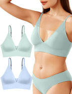 4Leezy Wireless Bras for Women - 2 Pack Sports Bra Bralettes with Support No Underwire Seamless Workout Tops Cami Crop Tank S-XXL