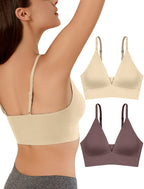 4Leezy Wireless Bras for Women - 2 Pack Sports Bra Bralettes with Support No Underwire Seamless Workout Tops Cami Crop Tank S-XXL