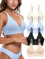4Leezy Wireless Bras for Women - 4 Pack Padded Sports Bra Bralettes with Support No Underwire Seamless Workout Tops Cami Crop Tank Tops S-XXL