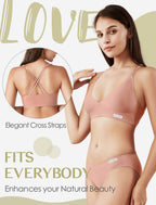 Women's Wireless Bras -2 Pack Seamless Sports Bra Bralettes Comfort Padded Workout Tops Crossback Cami Crop S-XXL