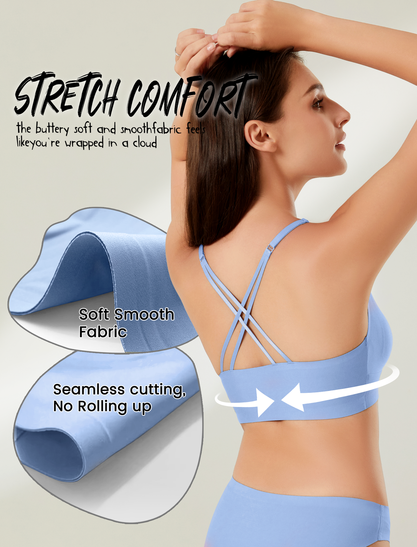 Women's Wireless Bras - Seamless Sports Bra Bralettes Comfort Padded Workout Tops Crossback Cami Crop S-XXL