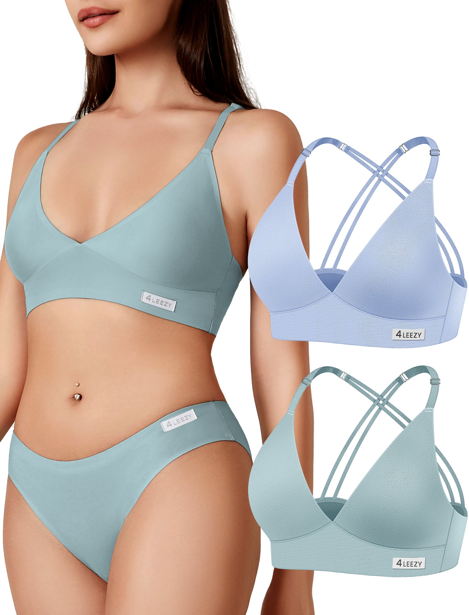 Women's Wireless Bras -2 Pack Seamless Sports Bra Bralettes Comfort Padded Workout Tops Crossback Cami Crop S-XXL