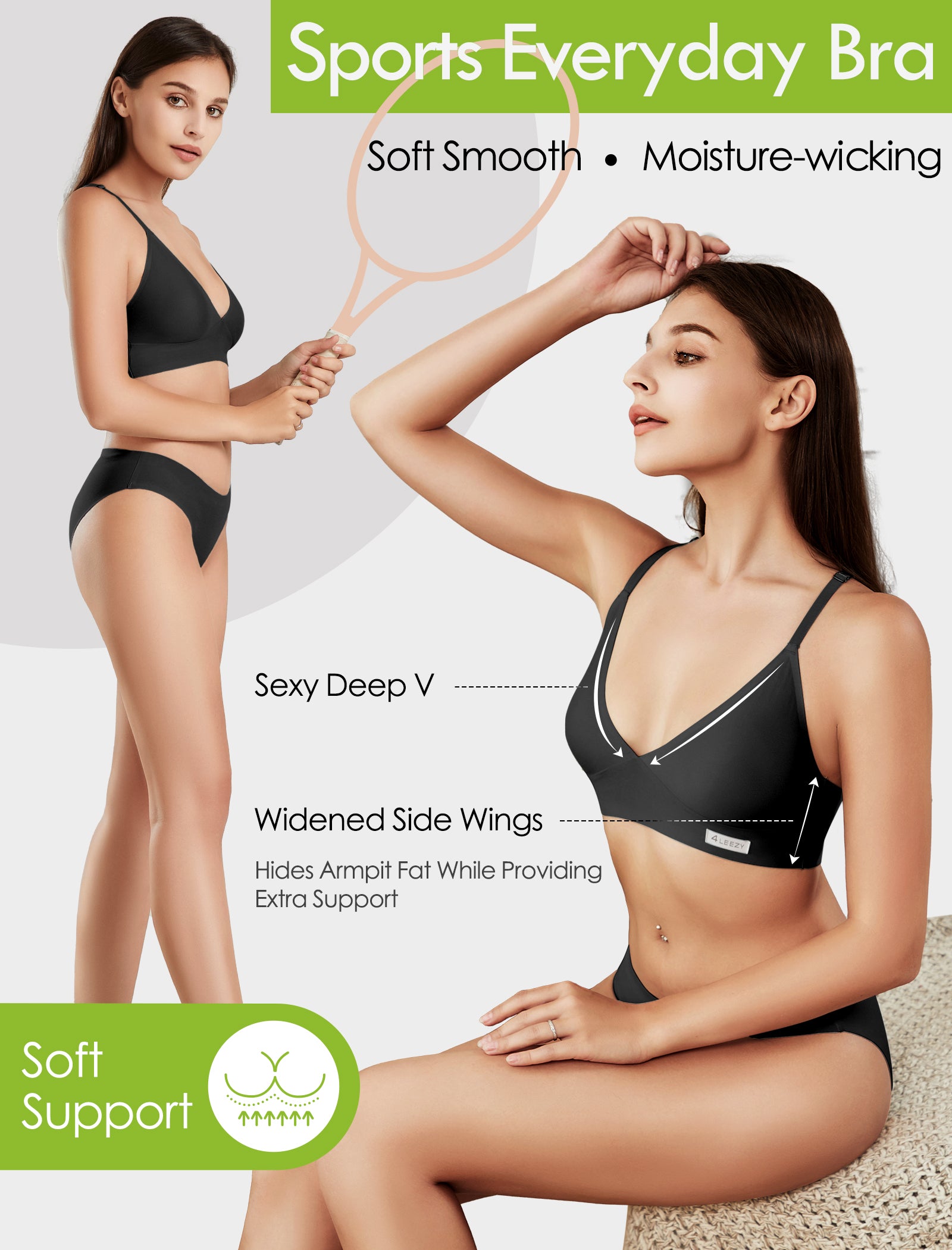 Women's Wireless Bras -2 Pack Seamless Sports Bra Bralettes Comfort Padded Workout Tops Crossback Cami Crop S-XXL